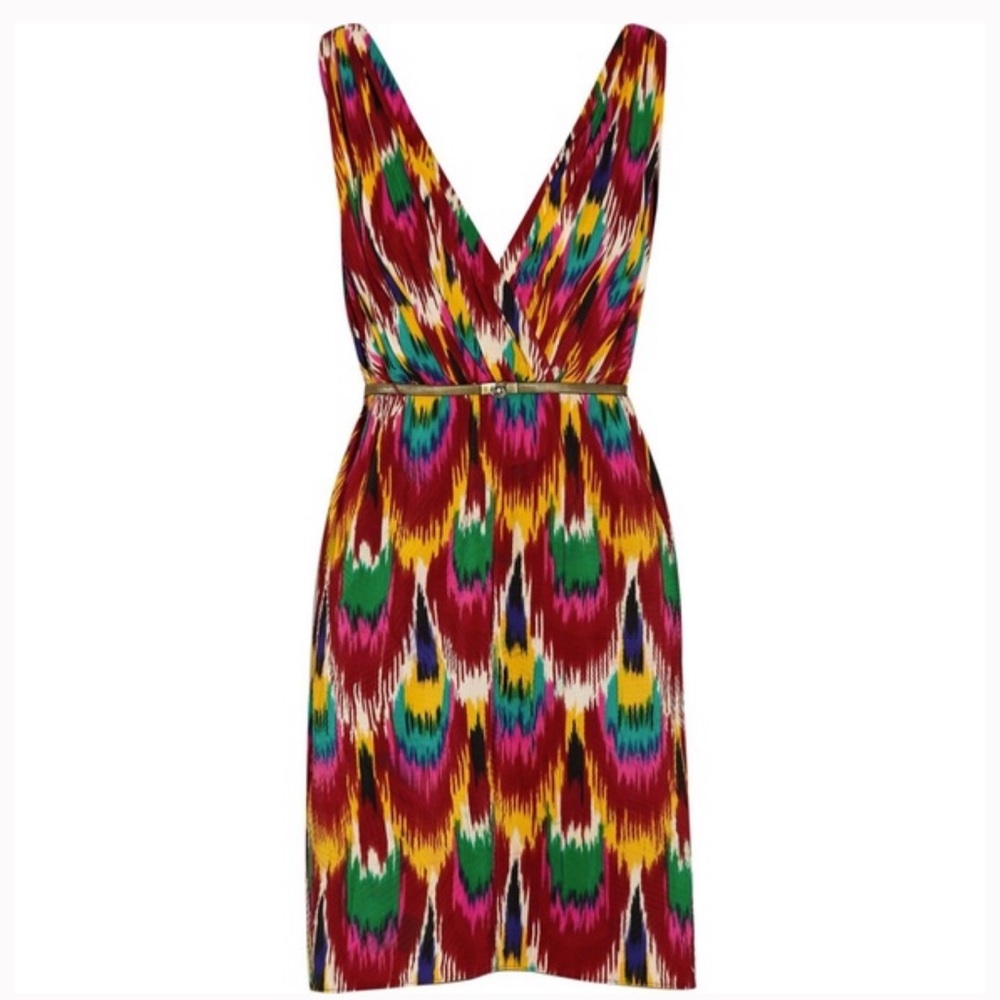 ALICE + OLIVIA Alameda Ikat Printed Pleat Dress, Small, Like New